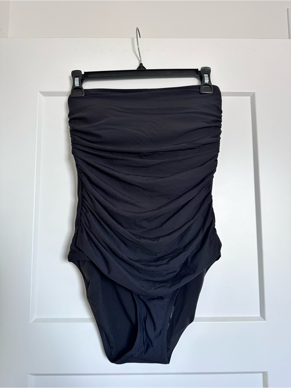 J. Crew Black Ruched One-Piece Swimsuit